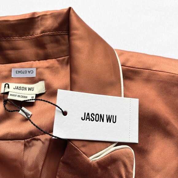 NWT JASON WU COGNAC WHITE SATIN MID-LENGTH SLEEVELESS BLAZER-VEST - Picture 11 of 12